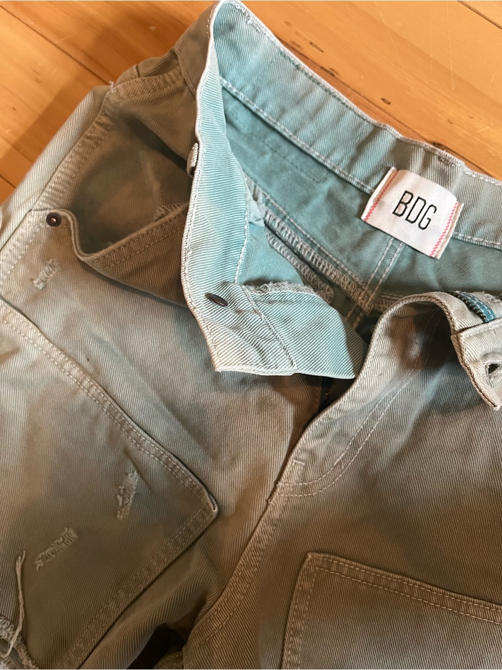 BDG Sage Green washed out shorts